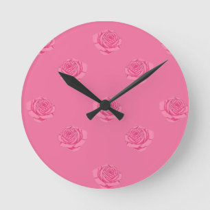 Pink roses round clock