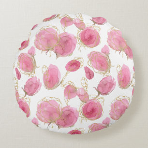Pink roses round cushion