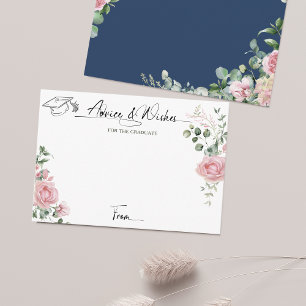 Pink Roses Script Advice And Wishes Graduation Enclosure Card
