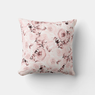 Pink Roses Shabby Chic Glam Elegant Floral Decor Cushion