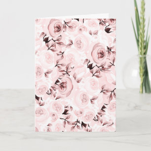 Pink Roses Shabby Chic Glam Elegant Floral Party Card