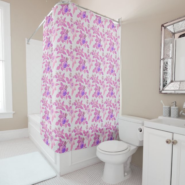 Pink Roses Shower Curtain (In Situ)