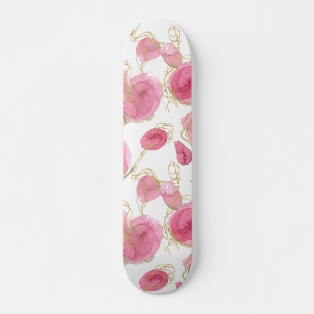 Pink roses skateboard (Front)