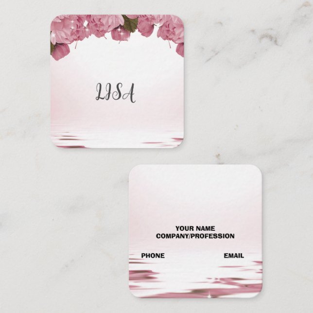 PINK ROSES  SQUARE BUSINESS CARD (Front/Back)