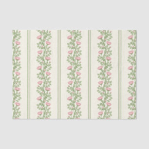 Pink Roses & Stripes on Cream Tissue Paper