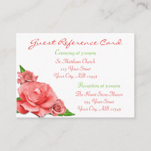 Pink Roses Summer Watercolor Guest Reference Cards