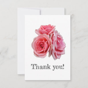 Pink roses thank you card