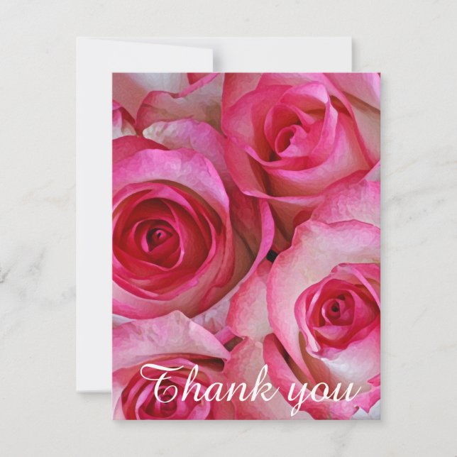 Pink roses thank you card (Front)