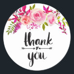 Pink roses thank you sticker<br><div class="desc">Pink roses thank you sticker</div>