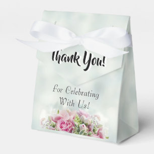Pink Roses Thank You Wedding Favour Box