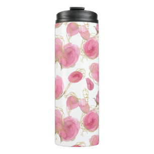 Pink roses thermal tumbler