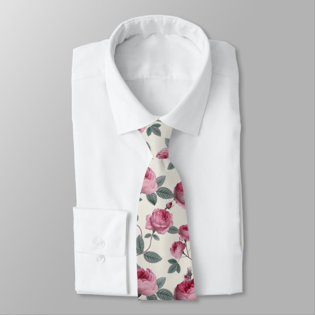 Pink Roses Tie (Tied)