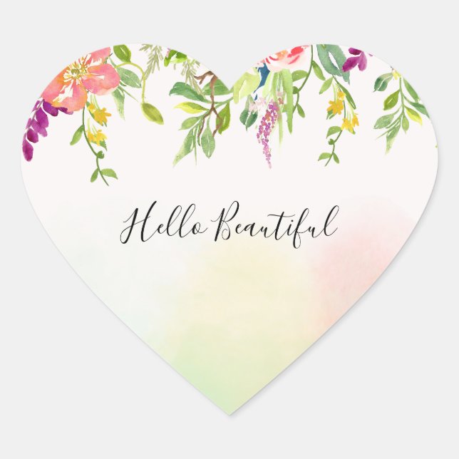 Pink Roses Tie Dye Floral Heart Sticker (Front)