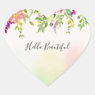 Pink Roses Tie Dye Floral Heart Sticker