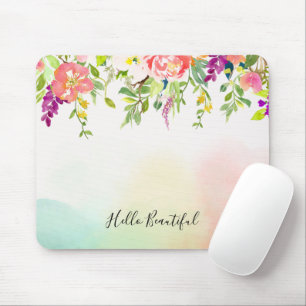 Pink Roses Tie Dye Floral Mouse Mat