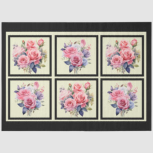 Pink Roses Tiled Decoupage Tissue Paper