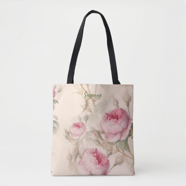 Pink Roses Tote Bag Custom Mum Gift (Front)