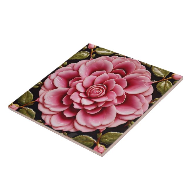 Pink Roses Trendy Beautiful Collection Tile (Side)