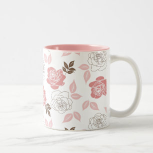 Pink Roses Two-Tone Coffee Mug