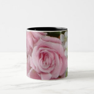 Pink Roses Two-Tone Coffee Mug