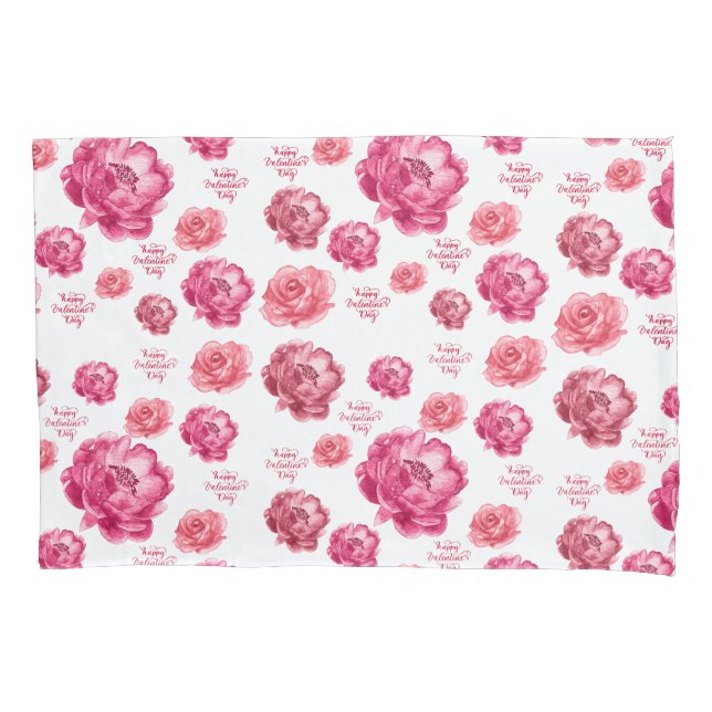 Pink roses Valentine's Day   Pillowcase (Front-Left)
