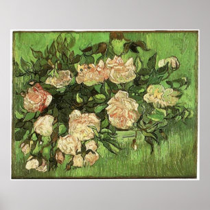 Pink Roses, Vam Gogh, 1890 Poster