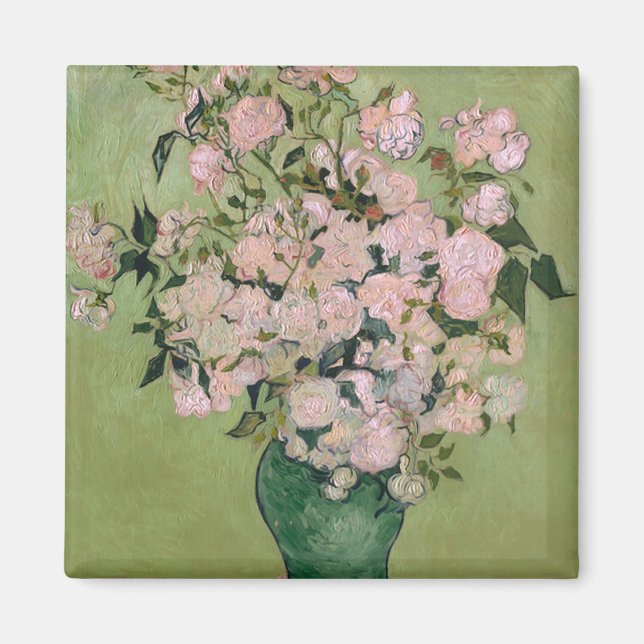 Pink Roses Van Gogh Fine Art Magnet (Front)