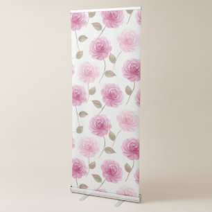 Pink Roses Vertical Retractable Banner