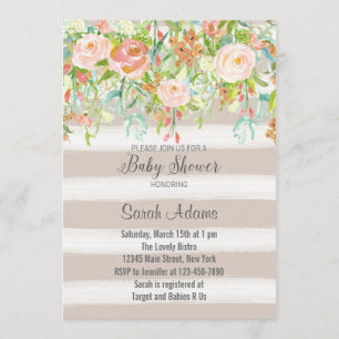 Pink Roses Vintage Baby Shower Invitation