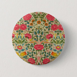 Pink Roses Vintage Chintz Pattern 6 Cm Round Badge