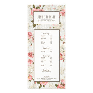 Pink Roses Vintage Floral Pattern Business Rack Card