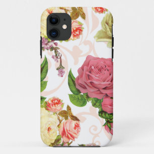 Pink roses vintage floral pattern iPhone 11 case