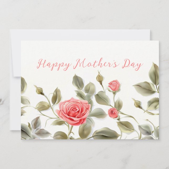 Pink Roses Vintage Mother's Day Card (Front)