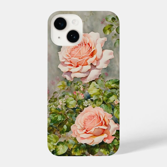 Pink Roses Vintage Style Flower Art Phone Case (Back)
