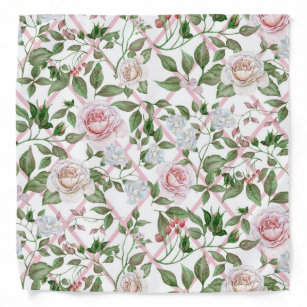 Pink Roses - Vintage Watercolor Floral Bandana
