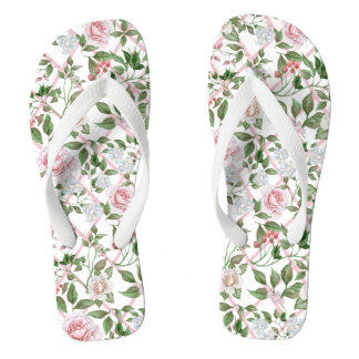 Pink Roses - Vintage Watercolor Floral Flip Flops