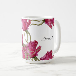 Pink Roses Watercolor Art Hand-painted Coffee Mug