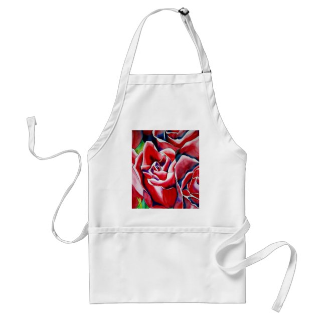 Pink Roses watercolor art painting Standard Apron (Front)