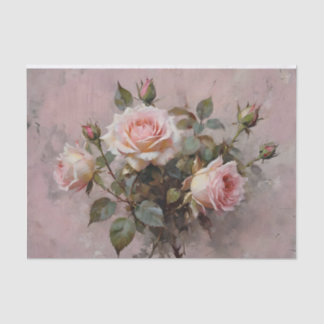 Pink Roses Watercolor Decoupage Tissue Paper