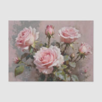 Pink Roses Watercolor Decoupage