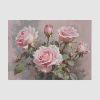 Pink Roses Watercolor Decoupage Tissue Paper