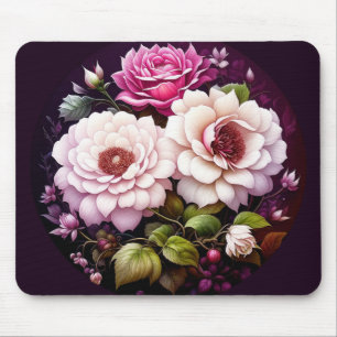 Pink Roses Watercolor Floral Mouse Mat