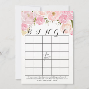 pink roses watercolor flowers Shower Bingo Cards