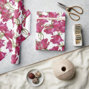 Pink Roses Watercolor Pattern Hand-painted Wrapping Paper