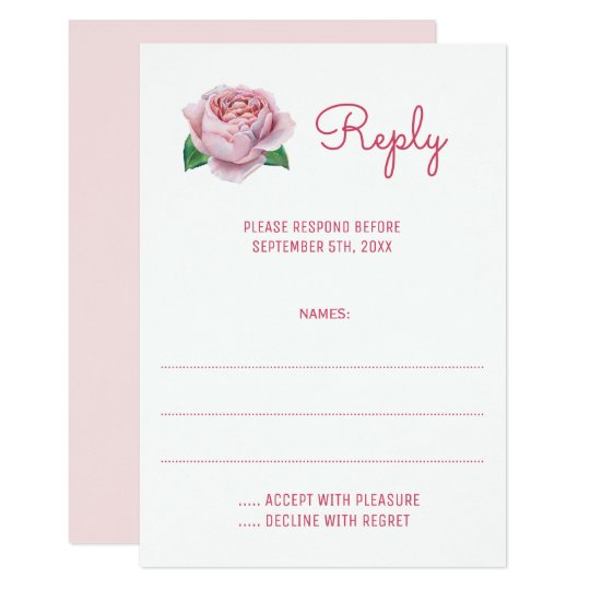 Pink Roses Watercolor Wedding Reply Cards