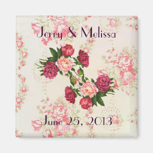 Pink Roses Wedding Favor Magnet