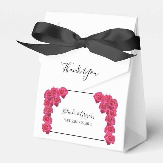 Pink Roses Wedding Gift  Favour Box (Front Side)