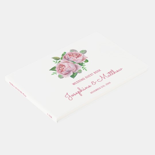 Pink Roses Wedding Guest Book