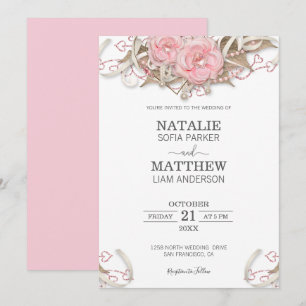 Pink Roses Wedding Invitation