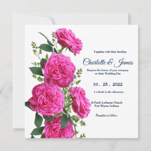 Pink Roses Wedding Invitation